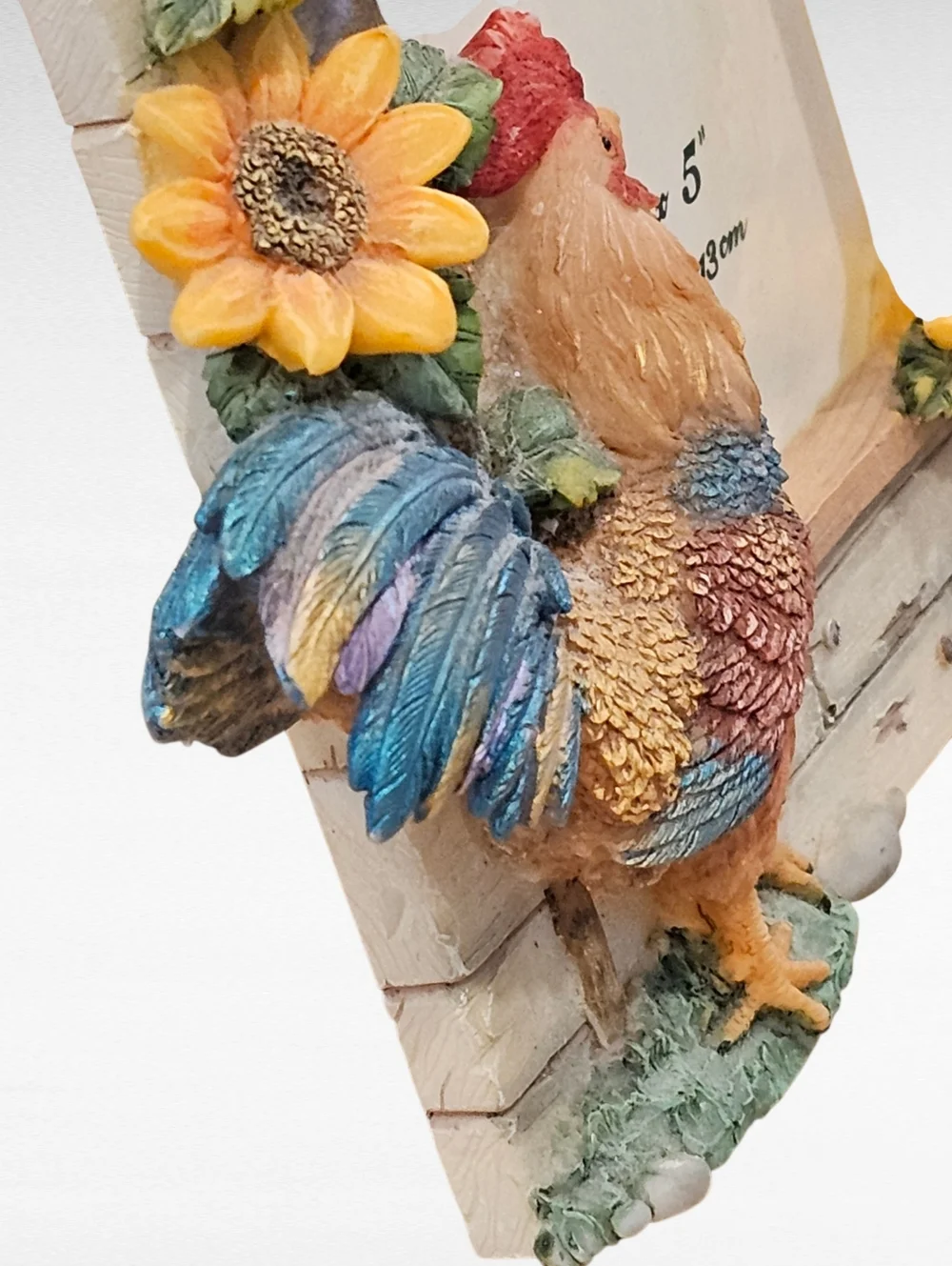 Vintage A. Richesco Corporation Rooster Sunflower Resin Picture Frame